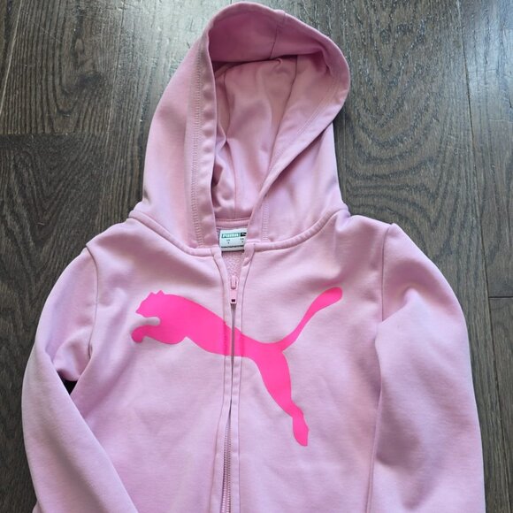 Toddler Girls Pink Zippered Puma Brand Hoodie Size 3 Winter Outdoor Casual Wear - Picture 1 of 3